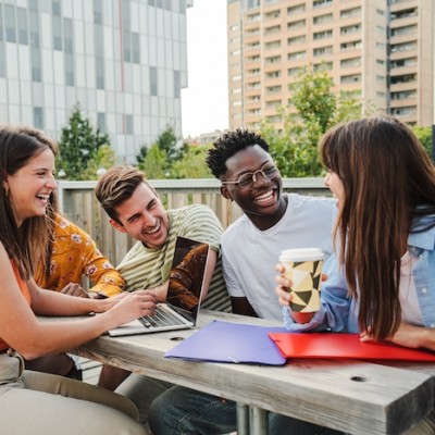 College Students On Campus Studying