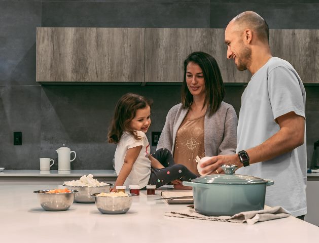 family in kitchen